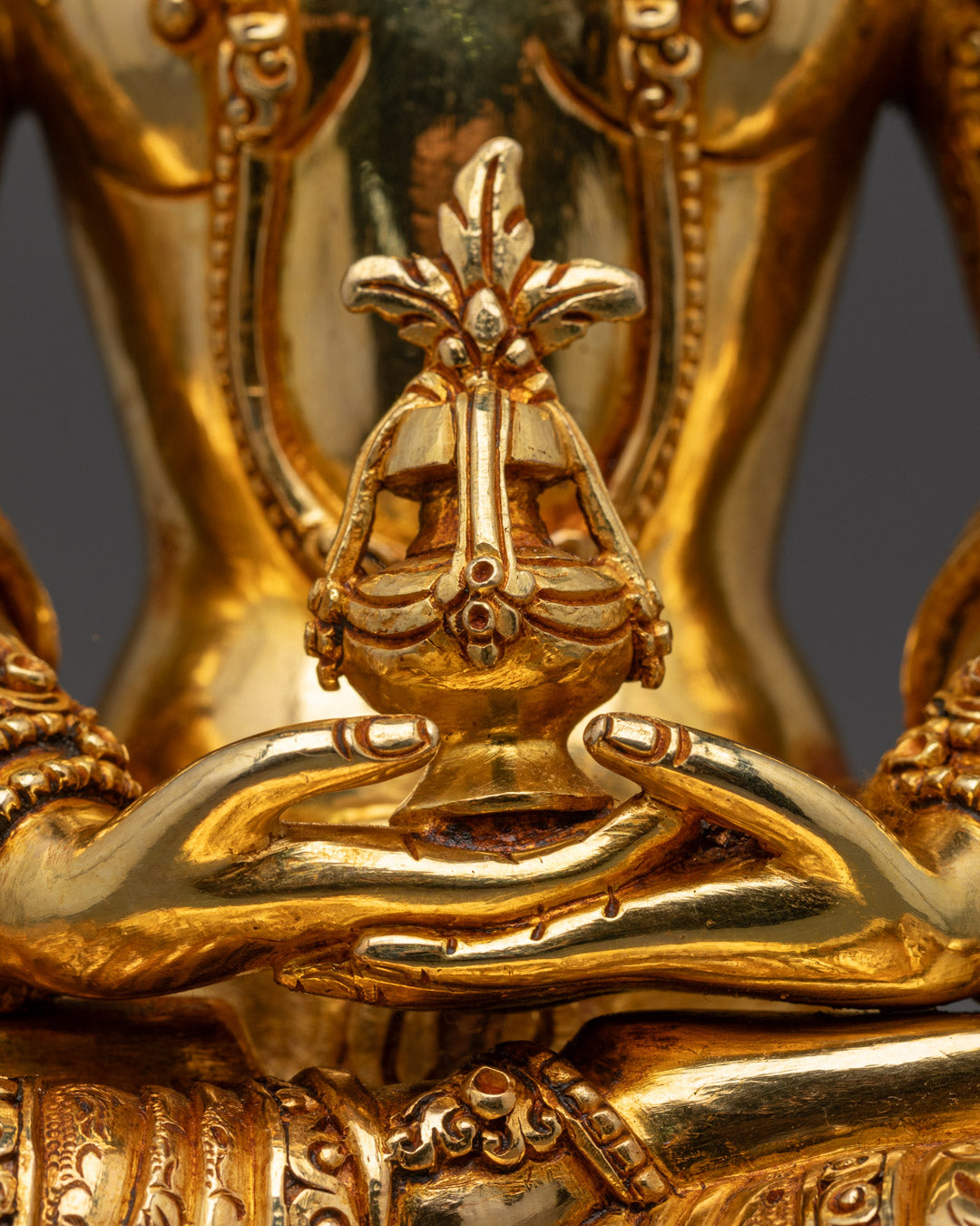 Divine Amitayus Statue | 24K Gold-Plated Copper