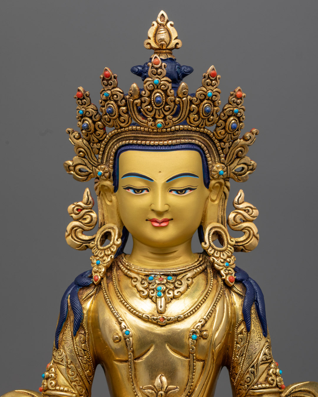 Nepalese Amitayus Statue | Gold-Gilded Buddhist Art