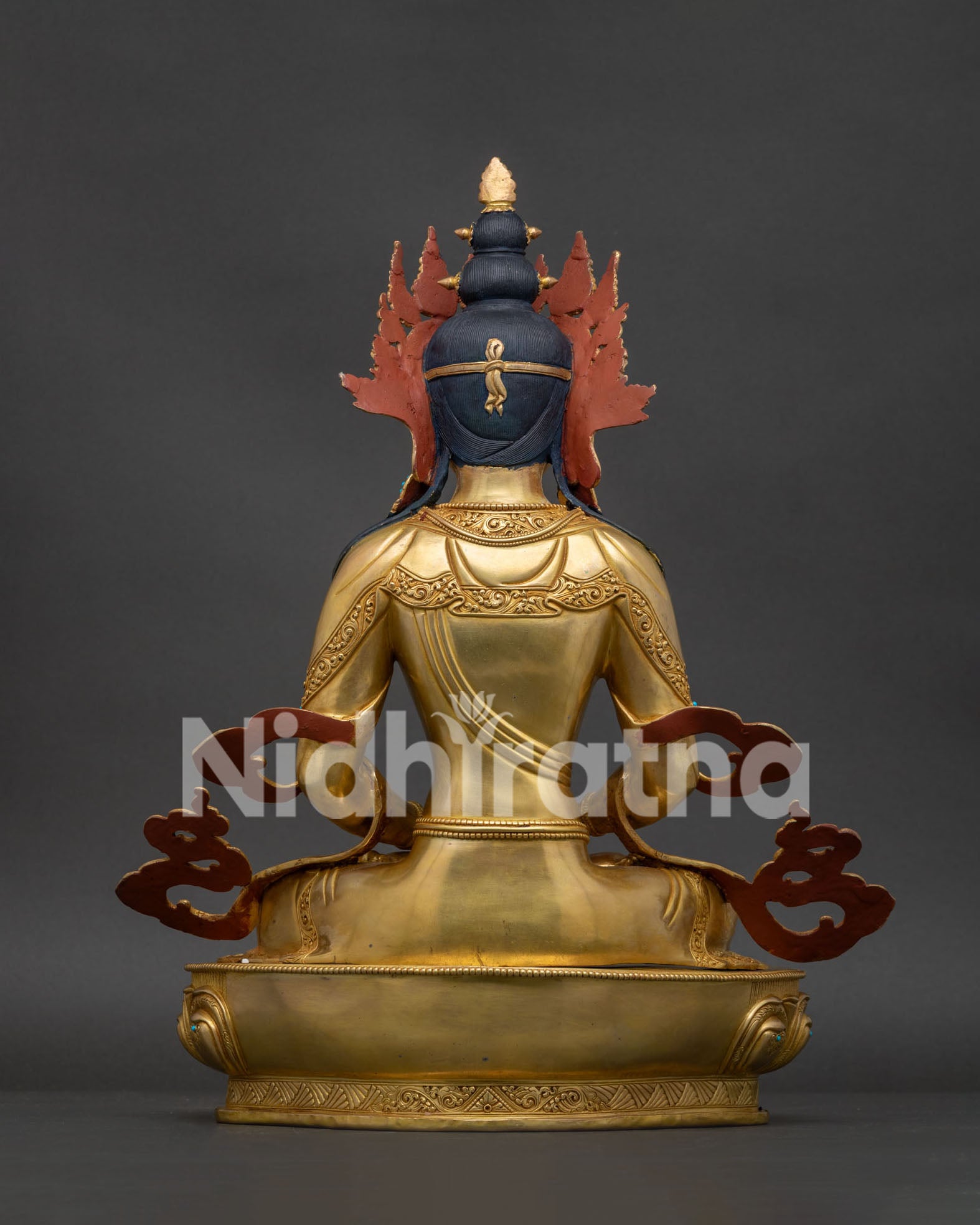 Amitayus Buddha Statue Handcrafted Nepalese Buddhist Art Back View