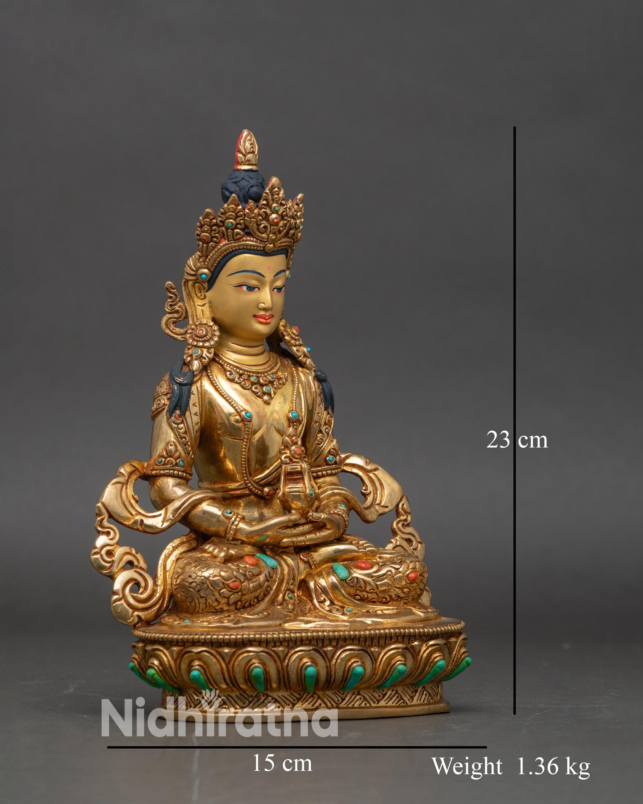 Side view Amitayus Buddha statue lotus seat long life deity meditation decor Nepal