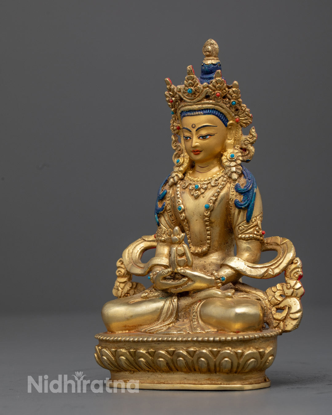 24k Gold Amitayus Statue | Handcrafted Tibetan Buddhist Art