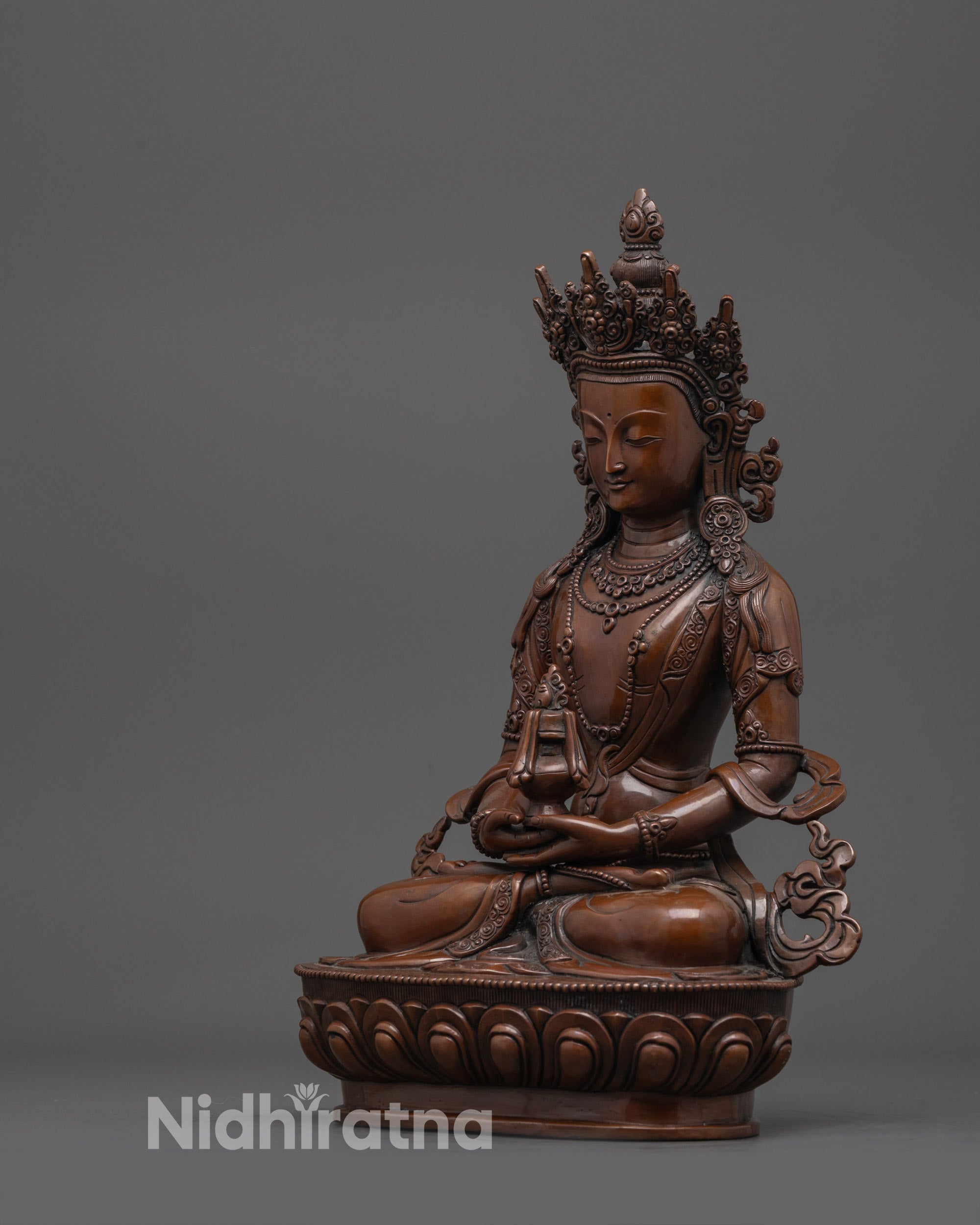 Long Life Amitayus Buddha Statue | Himalayan Oxidized Copper Decor