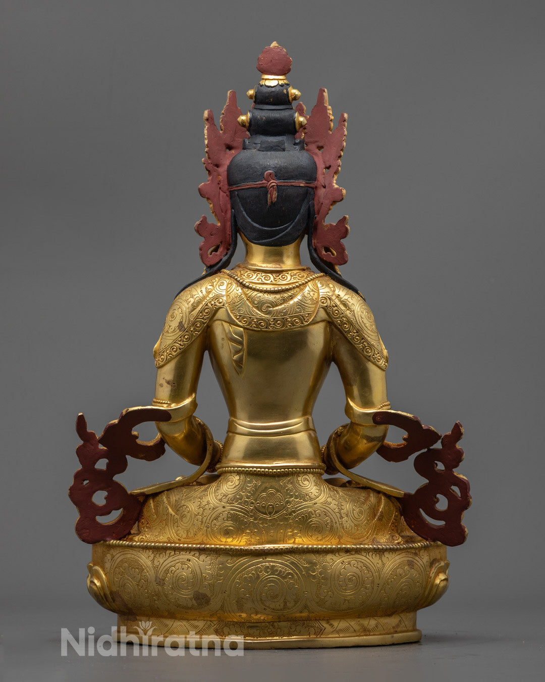 Tibetan Amitayus Statue | Hand-Carved Buddha of Eternal Life