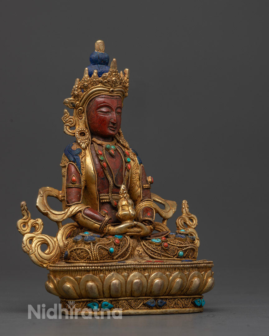 Coral Amitayus Buddha Statue: The Bodhisattva Of Infinite Life