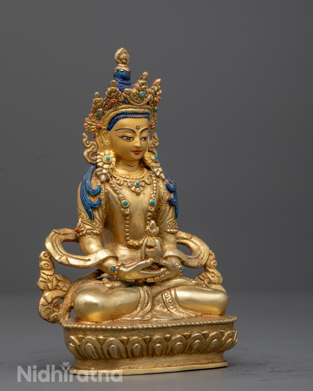 24k Gold Amitayus Statue | Handcrafted Tibetan Buddhist Art