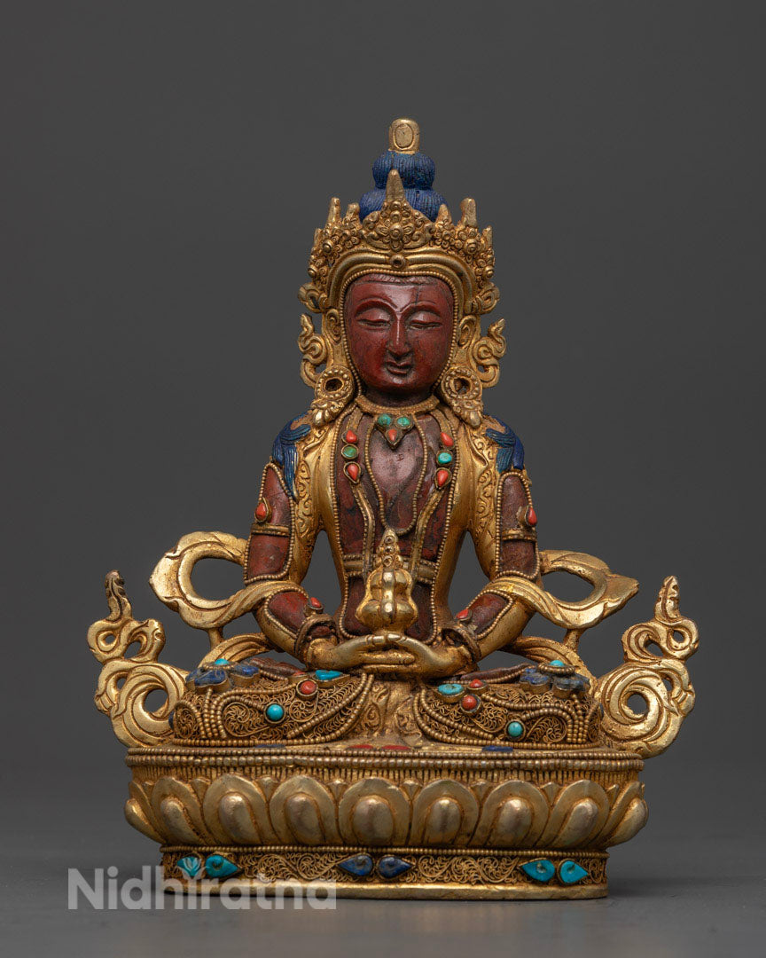 Coral Amitayus Buddha Statue: The Bodhisattva Of Infinite Life