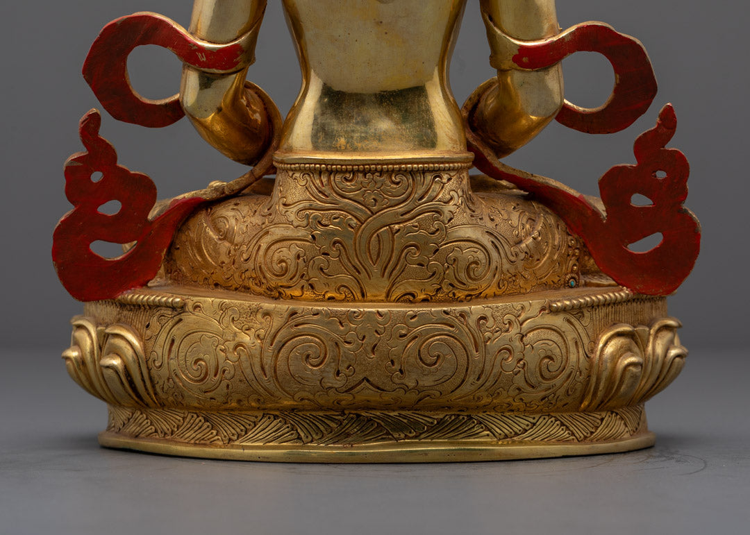 Elegant Amitayus Statue | Fire-Gilded Buddhist Art