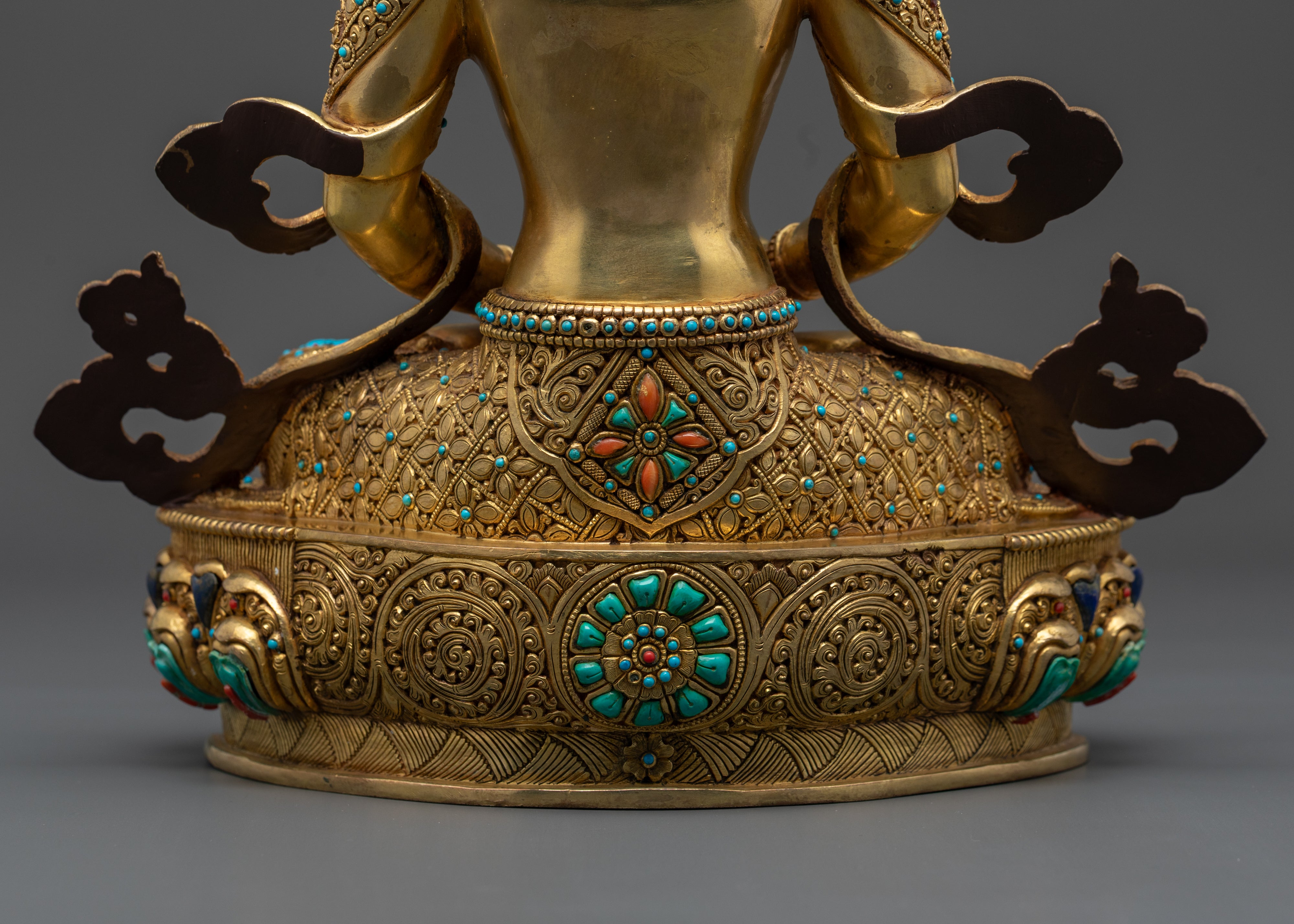 Amitayus Statue | Handcrafted Gold Gilded Copper Sculpture