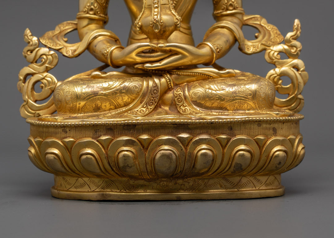 Tibetan Amitayus Statue | Hand-Carved Buddha of Eternal Life