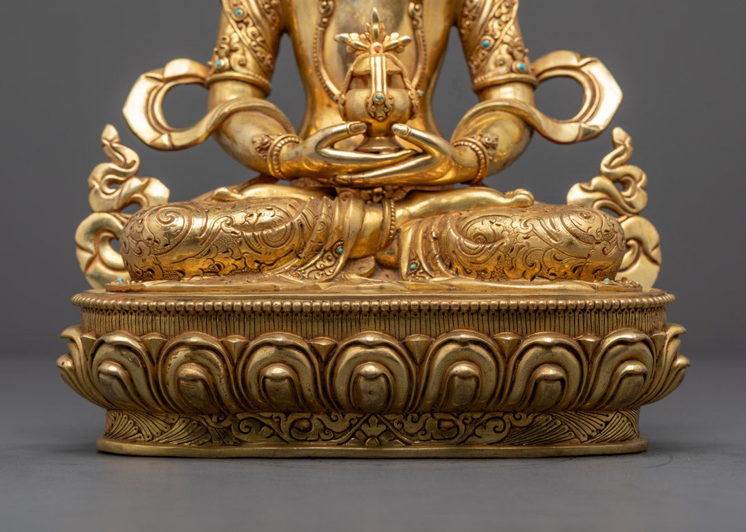 Elegant Amitayus Statue | Fire-Gilded Buddhist Art