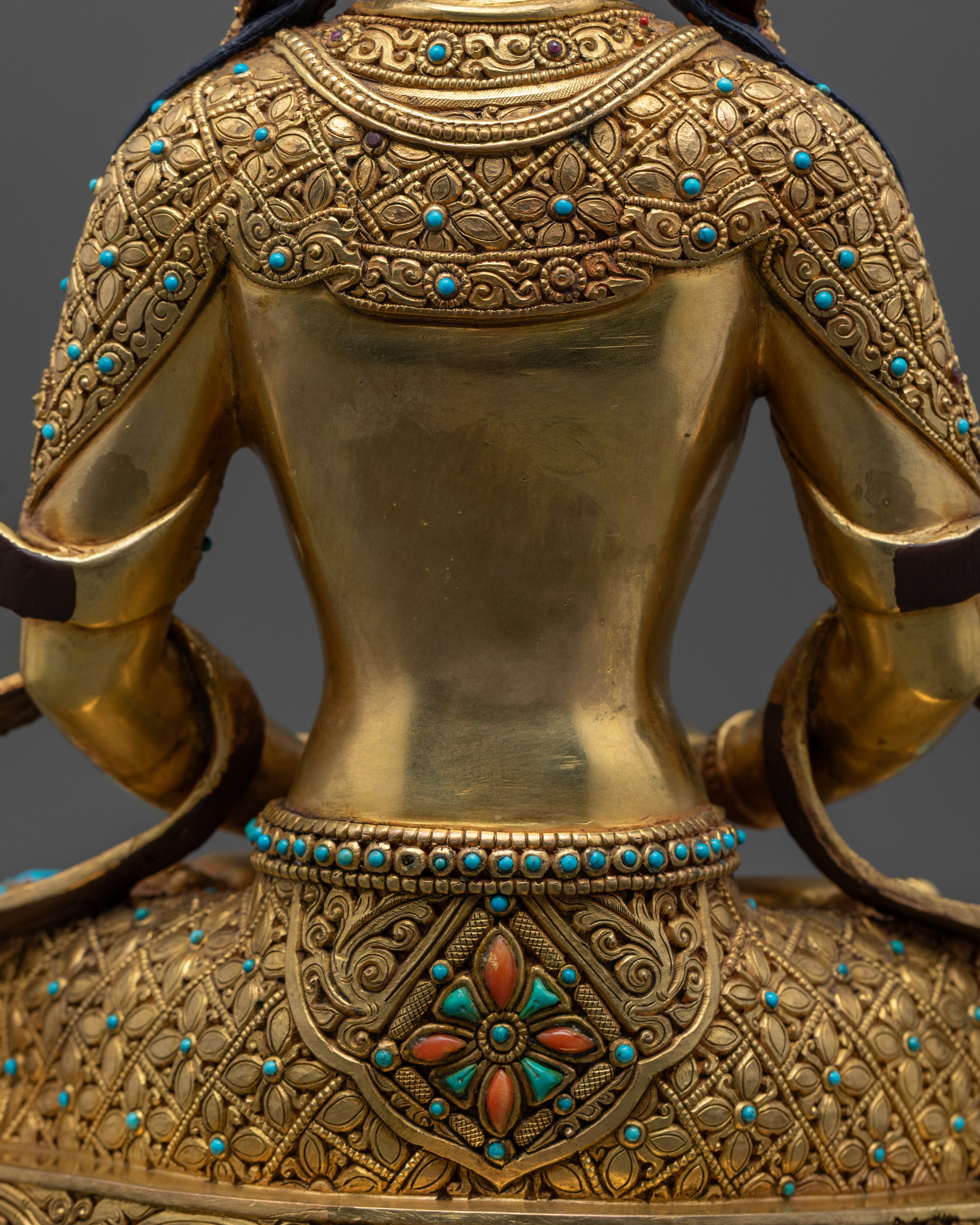 Amitayus Statue | Handcrafted Gold Gilded Copper Sculpture