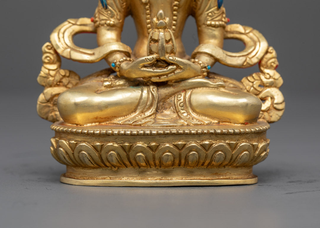 24k Gold Amitayus Statue | Handcrafted Tibetan Buddhist Art