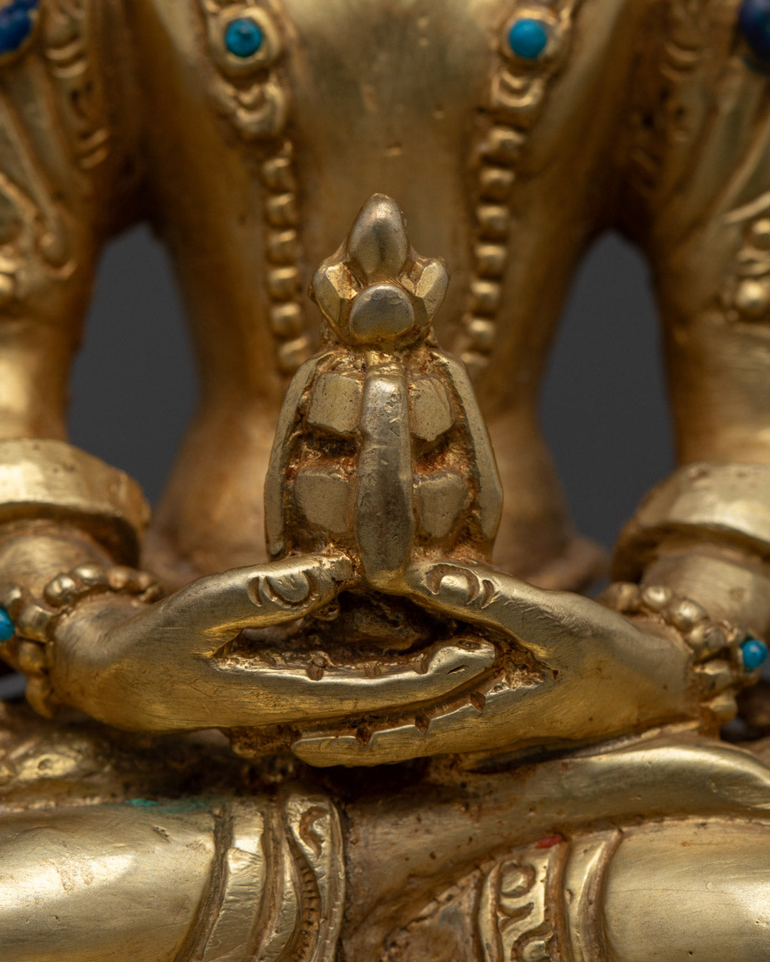24k Gold Amitayus Statue | Handcrafted Tibetan Buddhist Art
