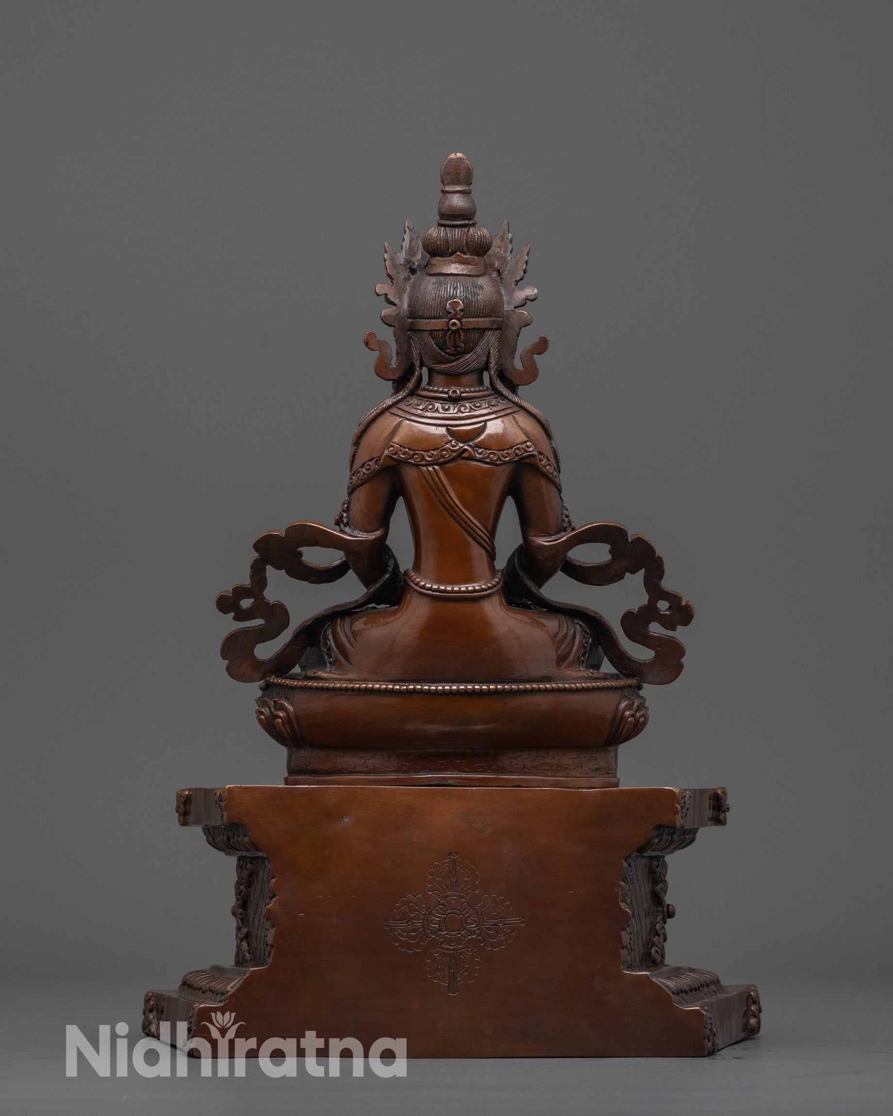 Tibetan Oxidized Amitayus Statue | Buddhist Deity of Long Life