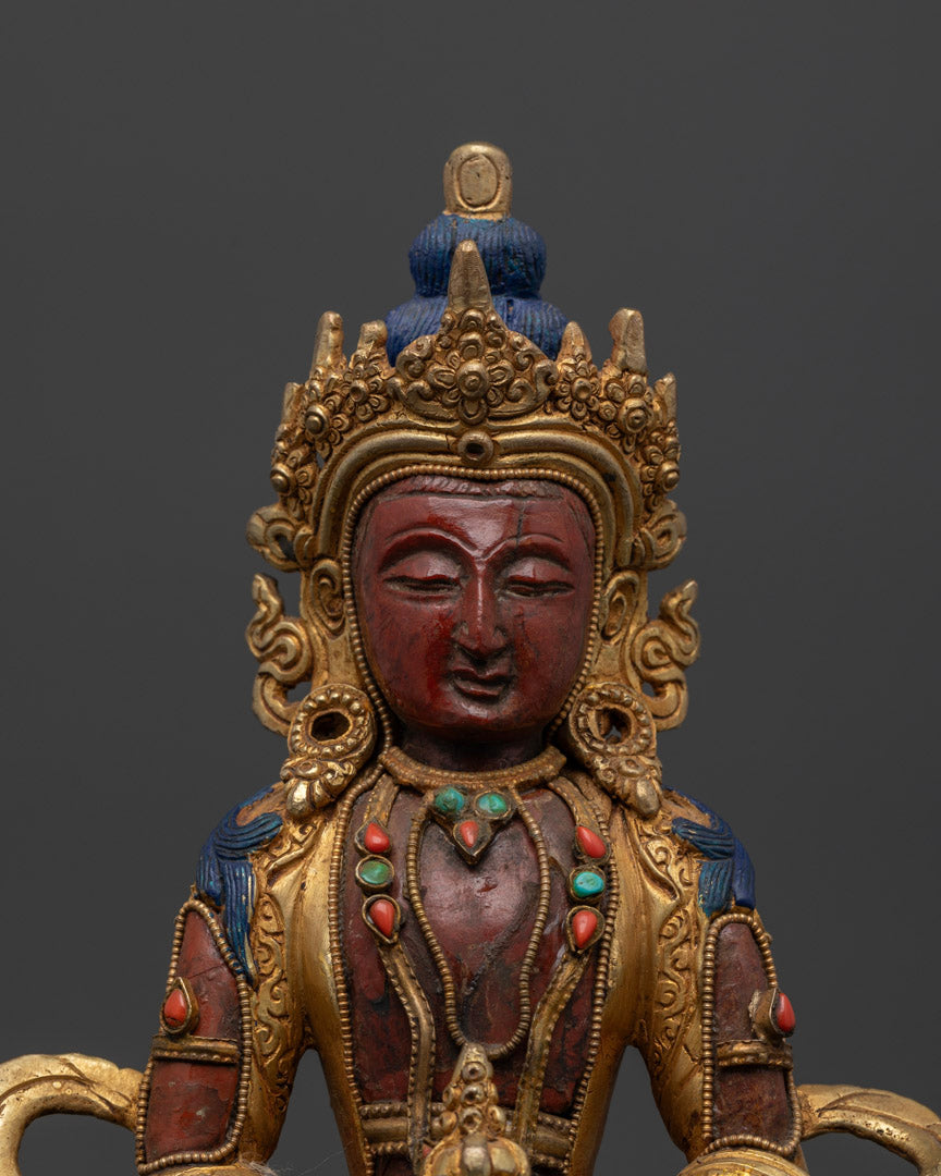 Coral Amitayus Buddha Statue: The Bodhisattva Of Infinite Life