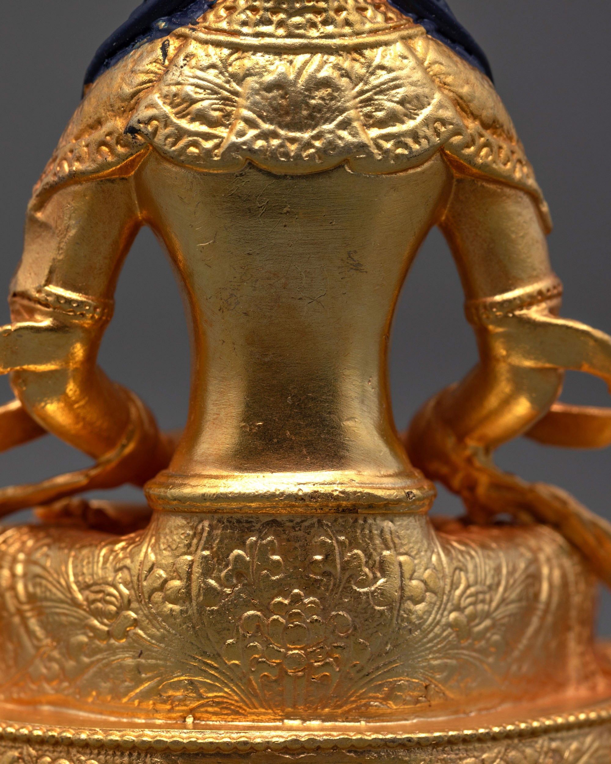 Nepalese Machine-Made Amitayus Statue | Gold-Plated Copper