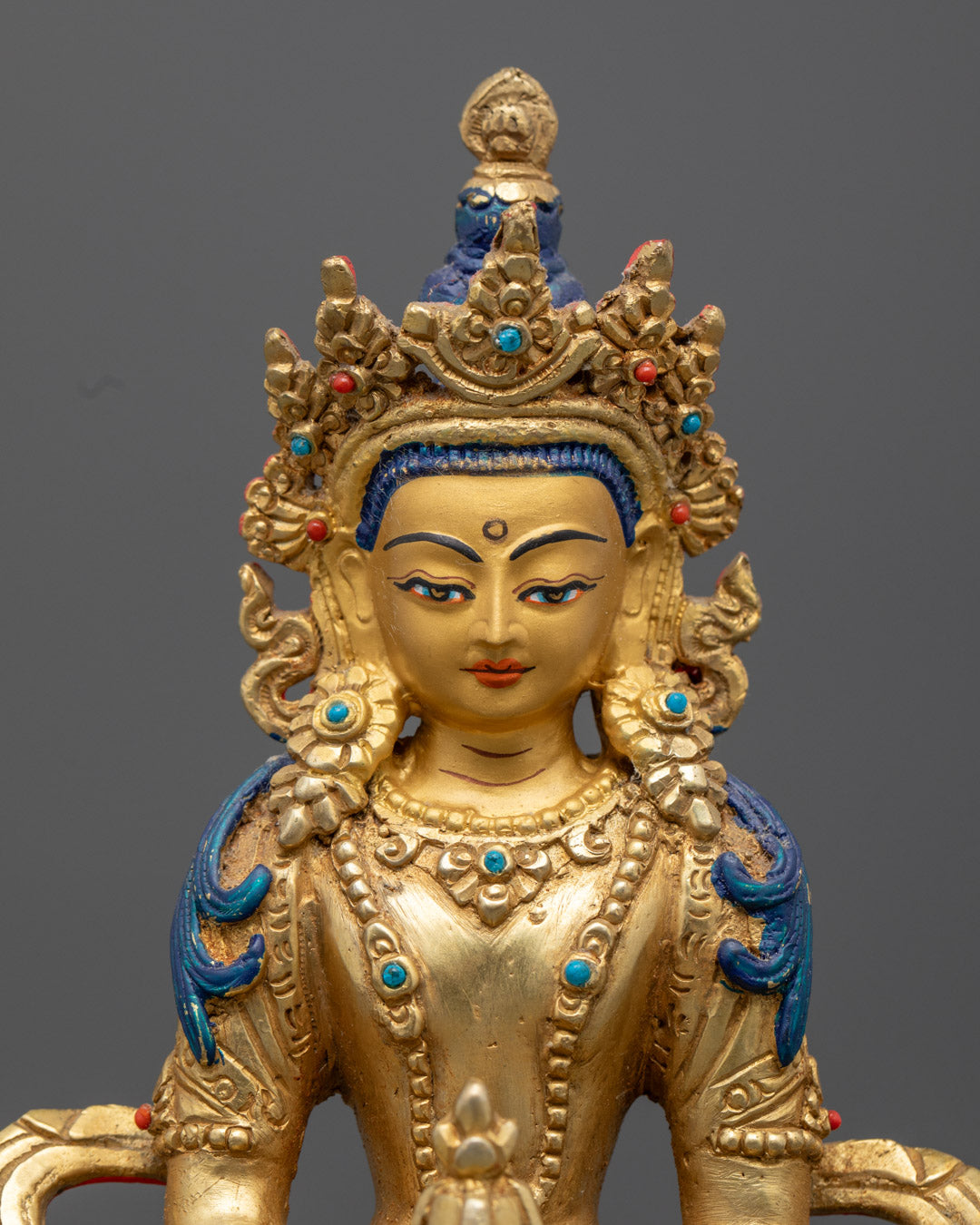 24k Gold Amitayus Statue | Handcrafted Tibetan Buddhist Art
