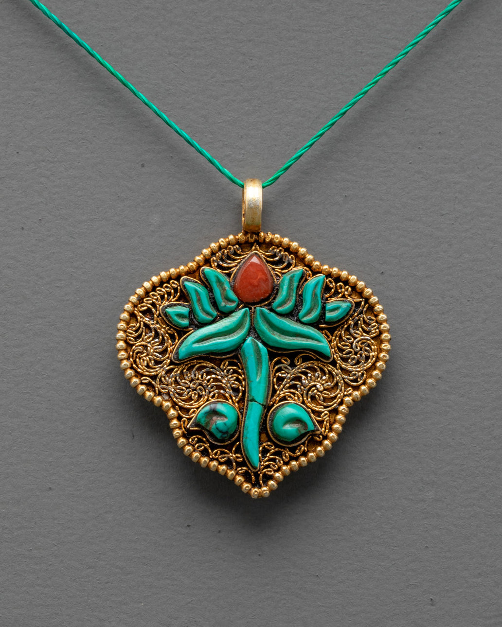 Hand-carved Lotus Flower Pendent