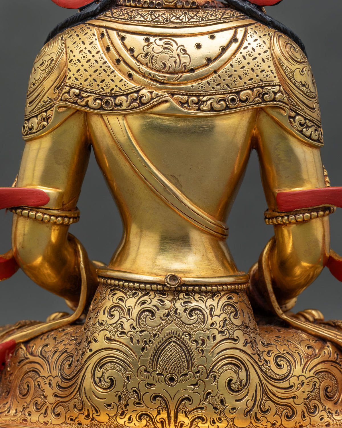 Handcrafted Amitayus Buddha Statue – 24K Gold Fire-Gilded Finish