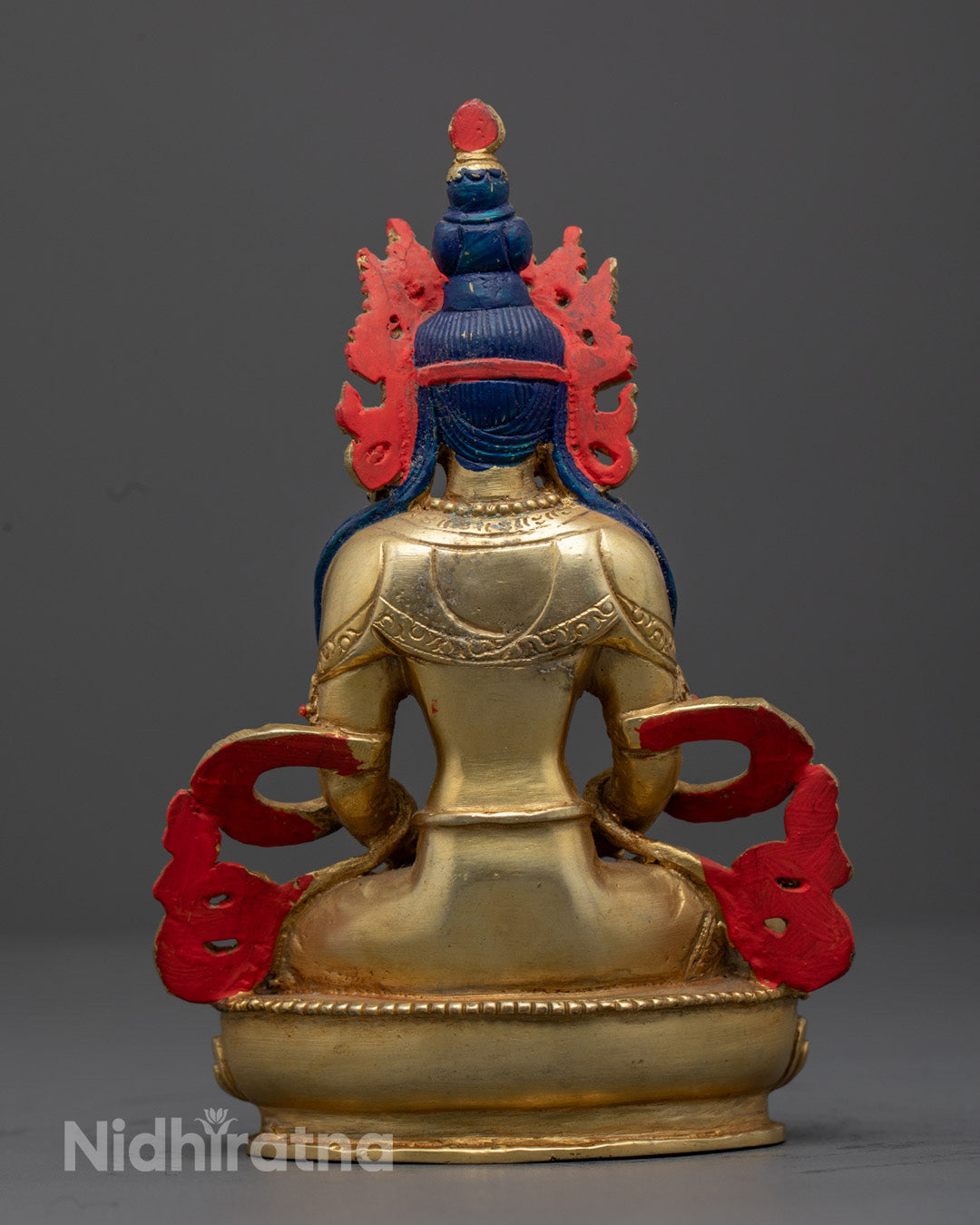 24k Gold Amitayus Statue | Handcrafted Tibetan Buddhist Art