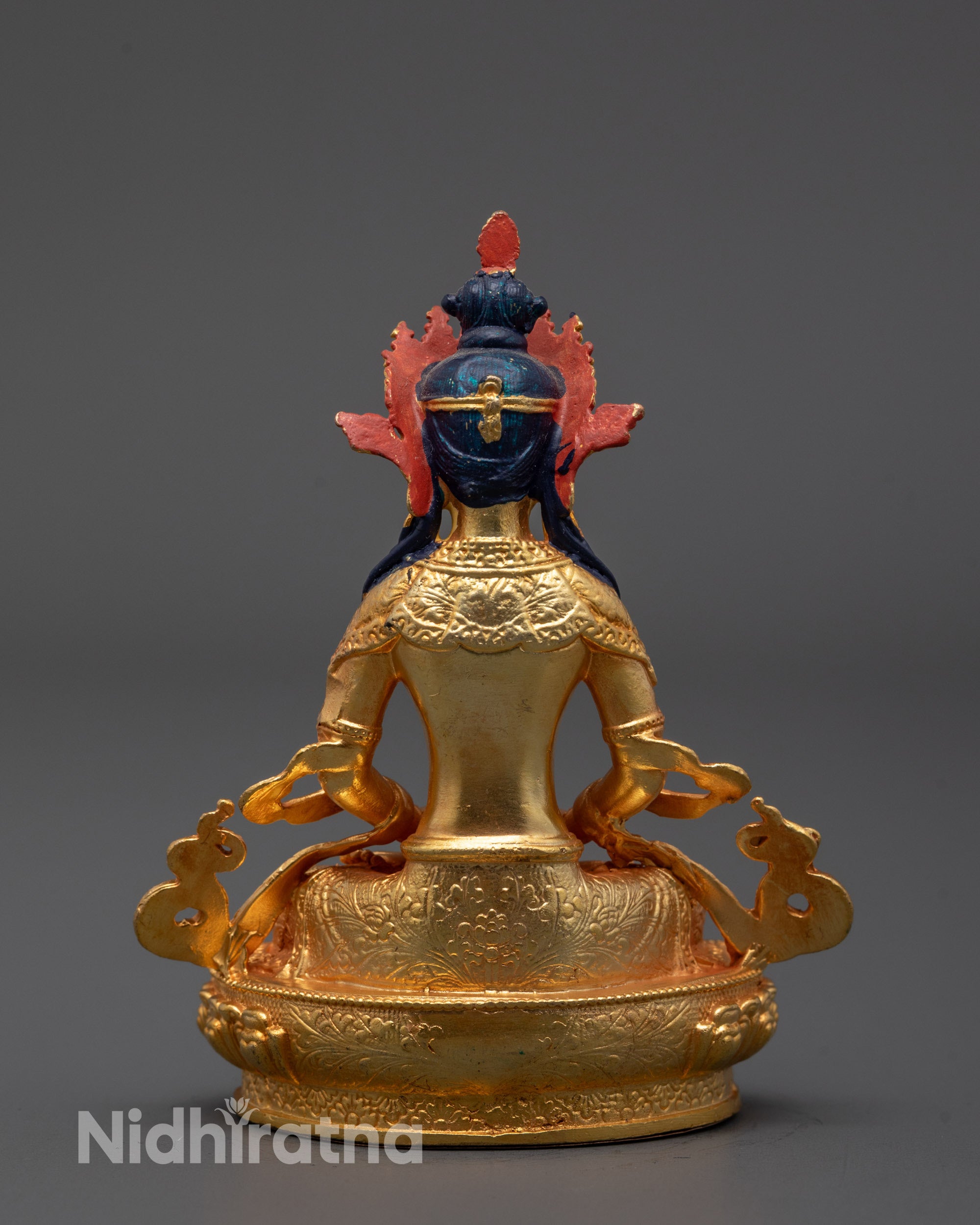 Nepalese Machine-Made Amitayus Statue | Gold-Plated Copper