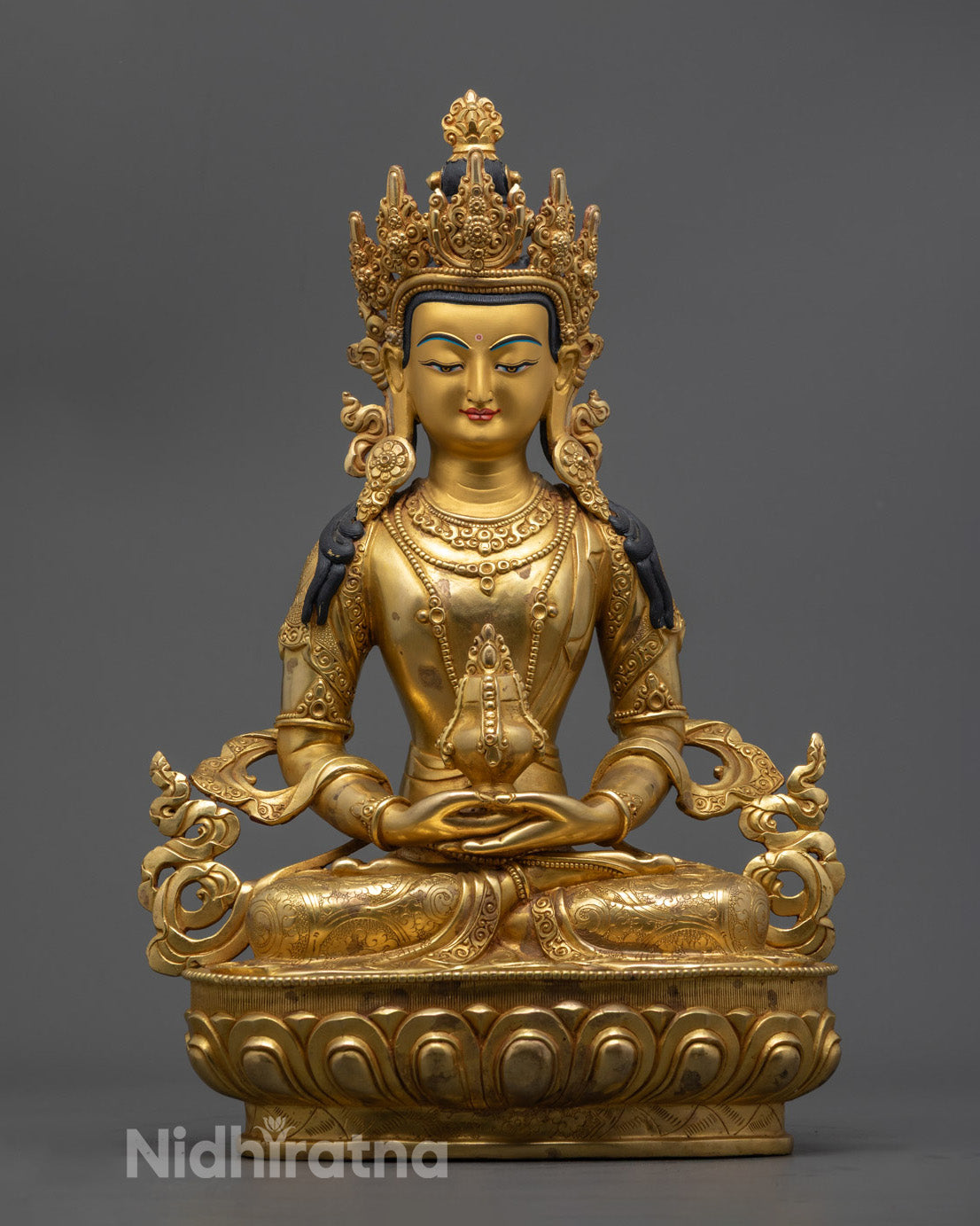 Tibetan Amitayus Statue | Hand-Carved Buddha of Eternal Life
