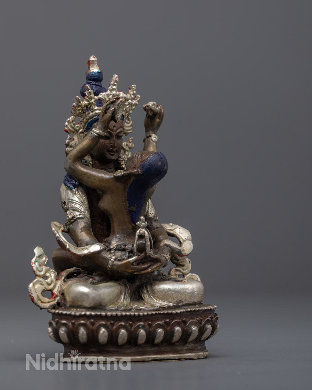 Amitayus Buddha Consort statue featuring hollow section for mantra practice and spiritual concentration
