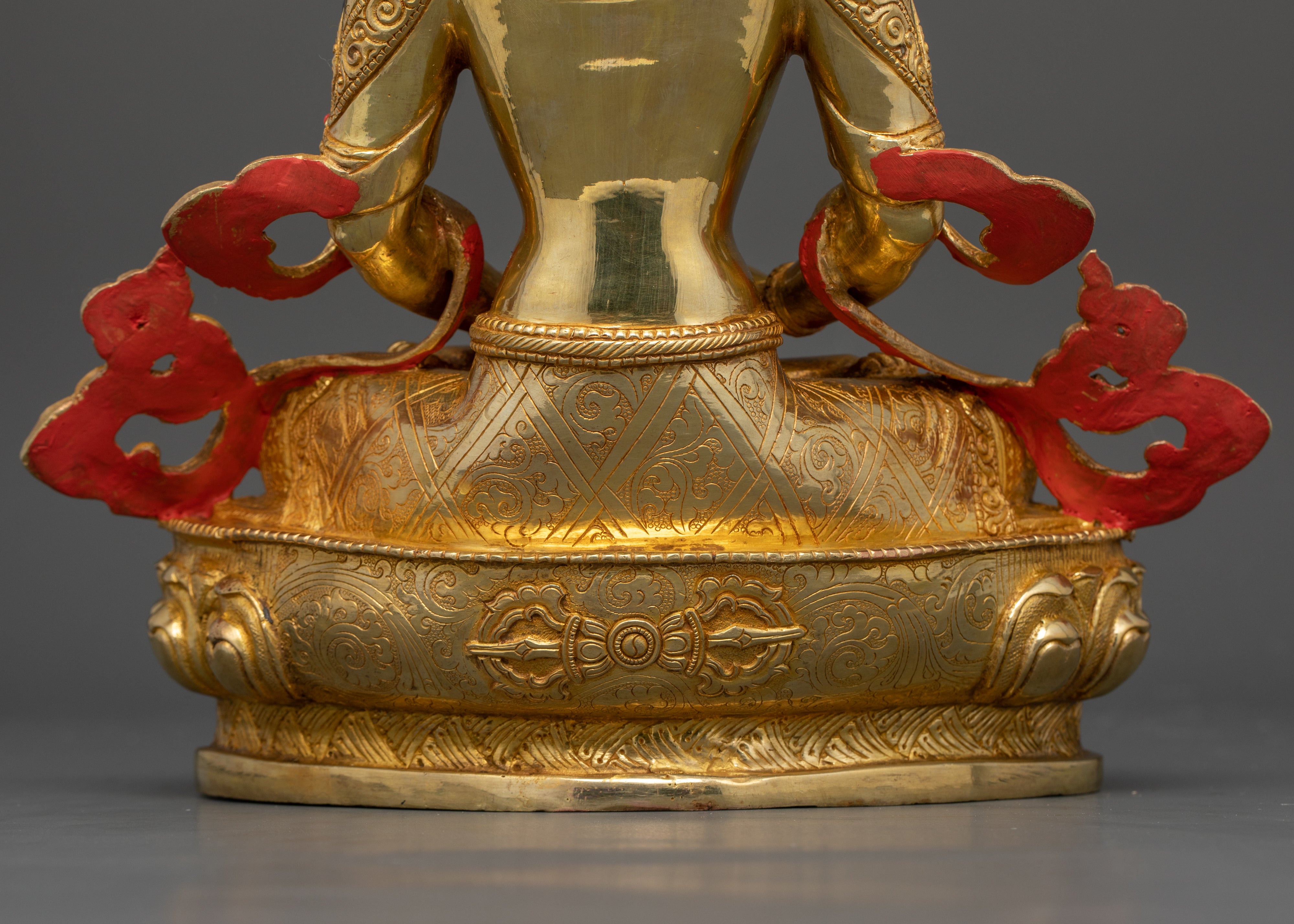 the lotus seat of gold plated Amitayus statue