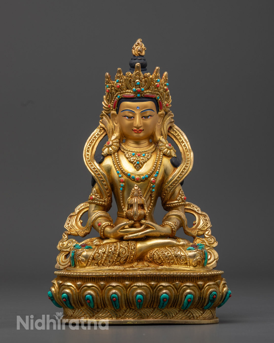 24k Gold Gilded Amitayus Statue for Blessings