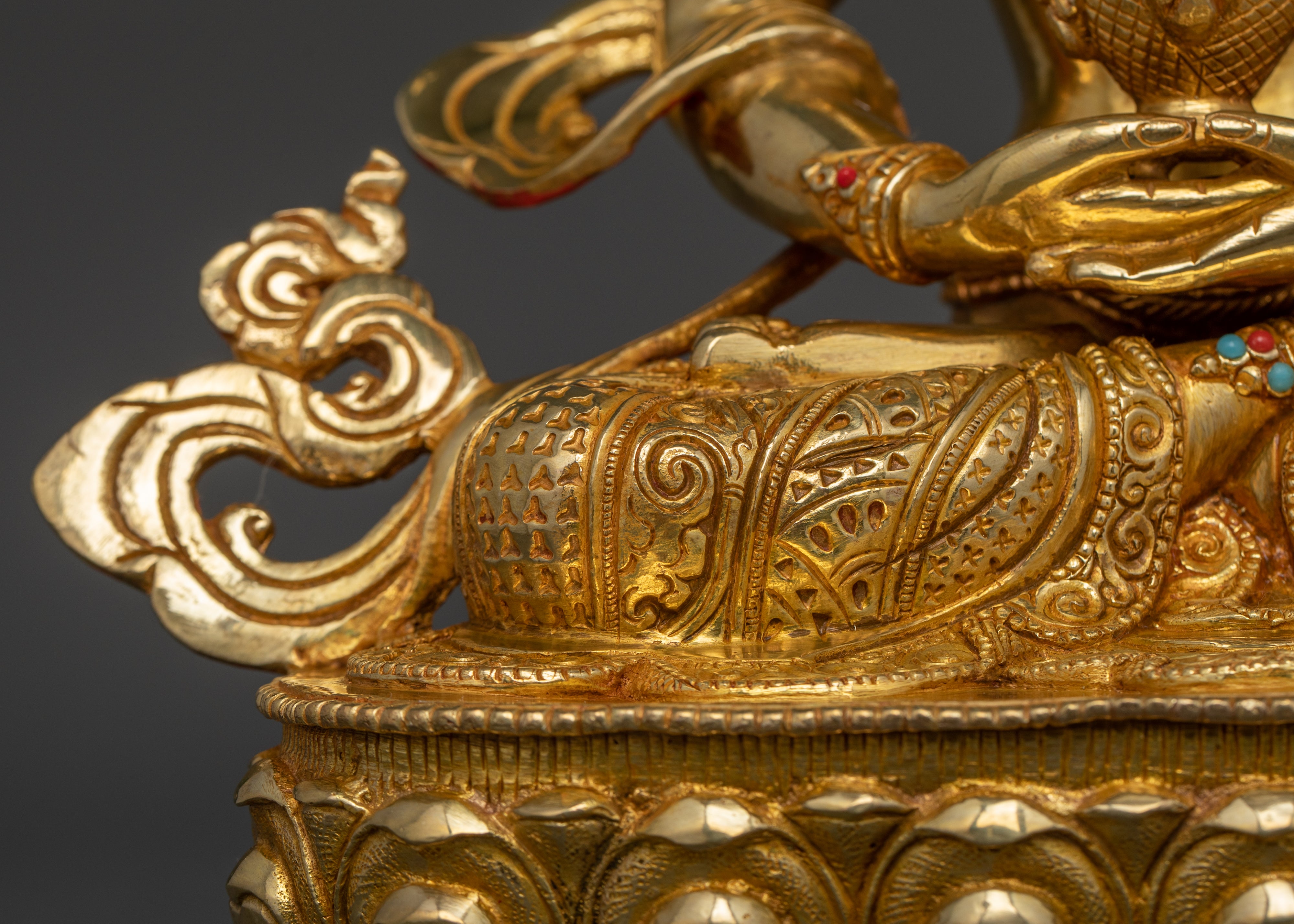 the leg part of gold plated Amitayus statue