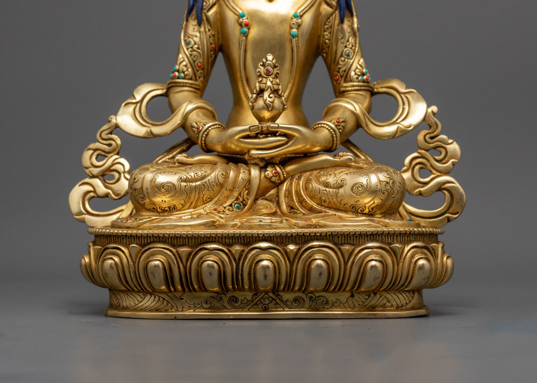 Gold Gilded Amitayus Statue | Handcrafted Buddhist Statue