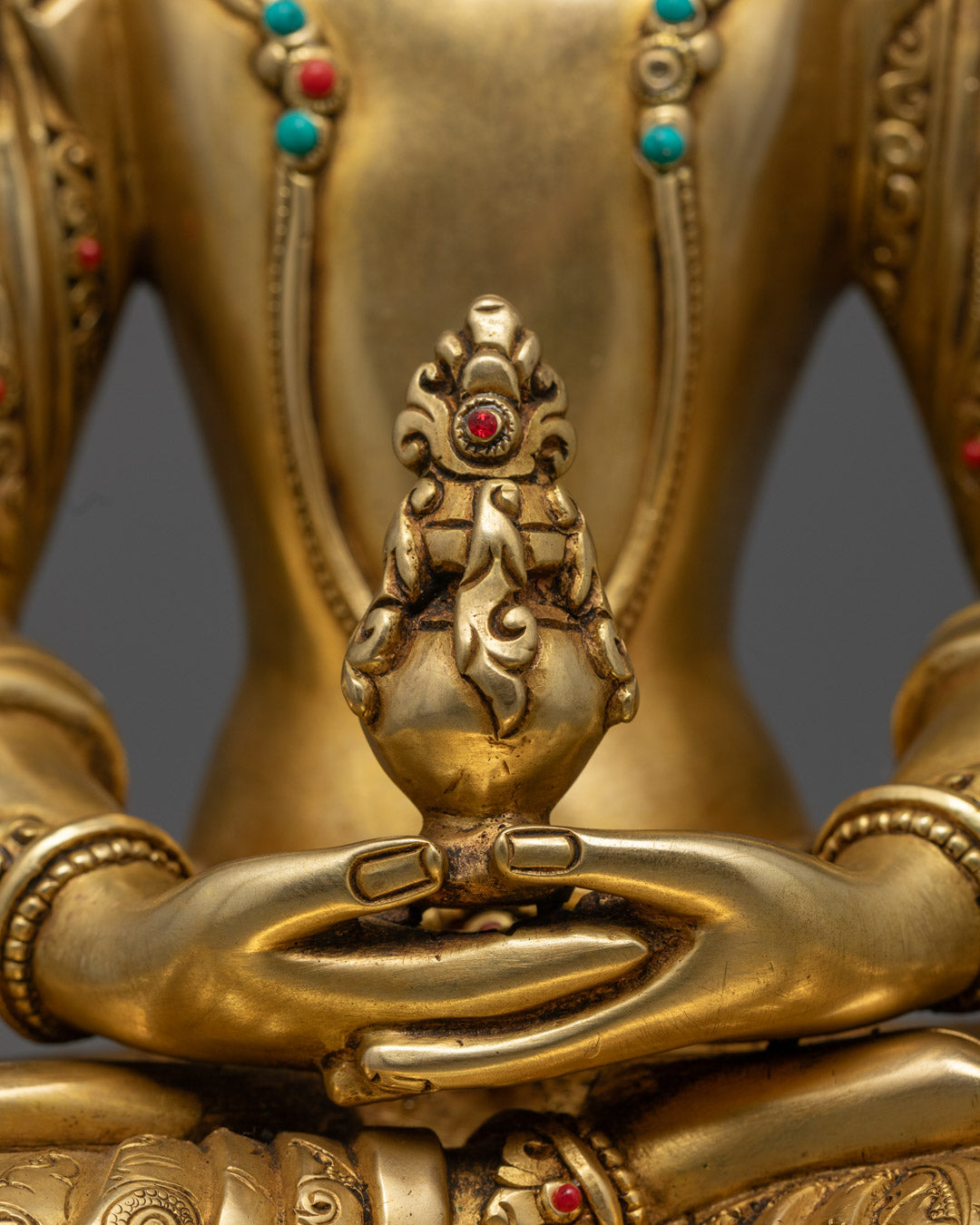 Gold Gilded Amitayus Statue | Handcrafted Buddhist Statue