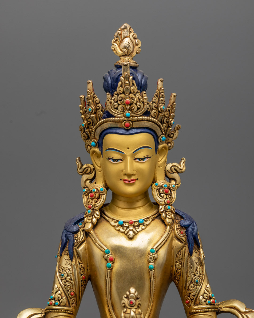 Gold Gilded Amitayus Statue | Handcrafted Buddhist Statue