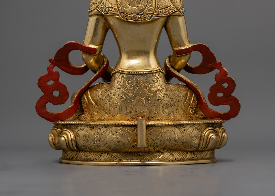 Gold Gilded Amitayus Statue | Handcrafted Buddhist Statue