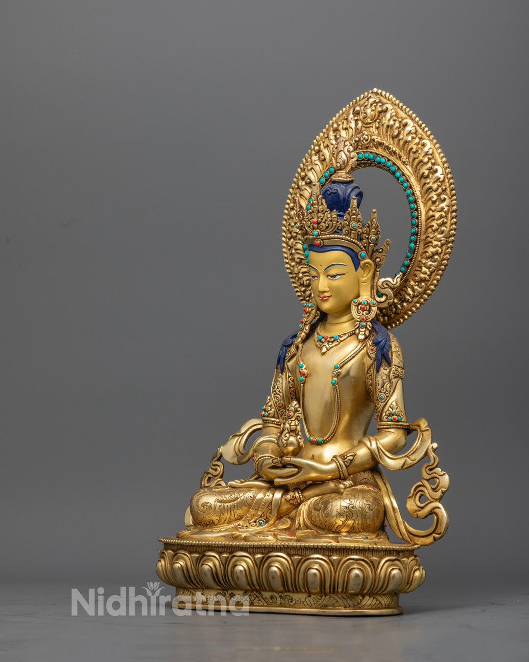 Gold Gilded Amitayus Statue | Handcrafted Buddhist Statue