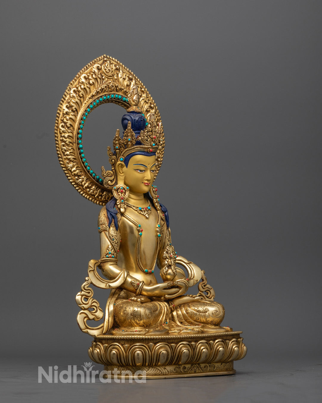 Gold Gilded Amitayus Statue | Handcrafted Buddhist Statue