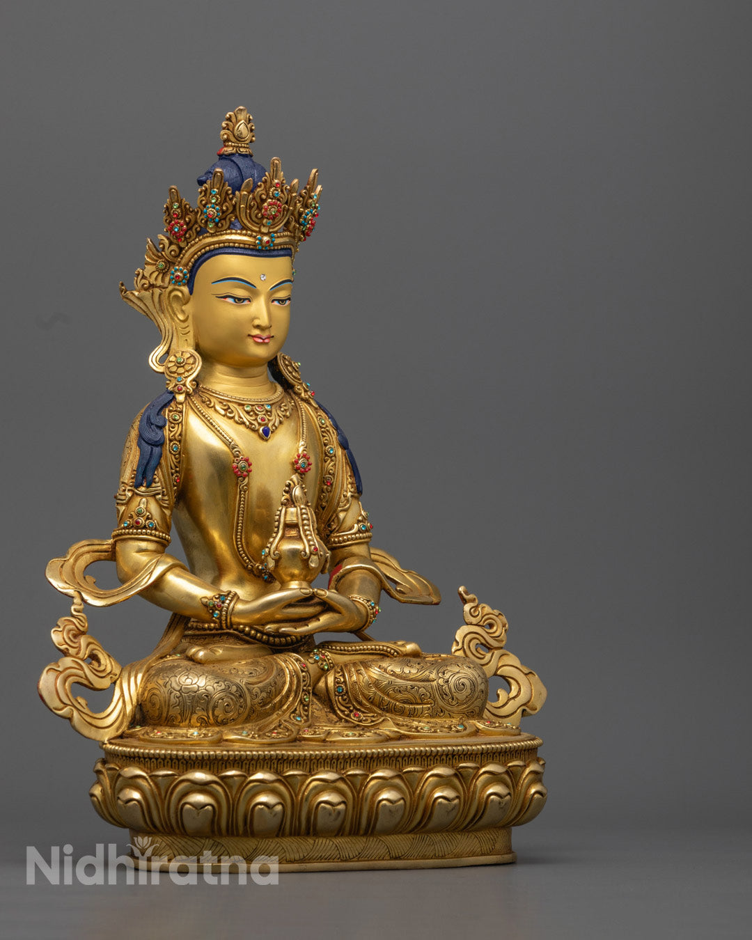 Amitayus, The Buddha of Long Life | Gold Gilded Copper Statue