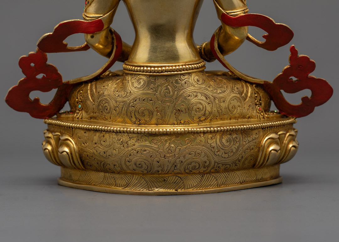 Amitayus, The Buddha of Long Life | Gold Gilded Copper Statue