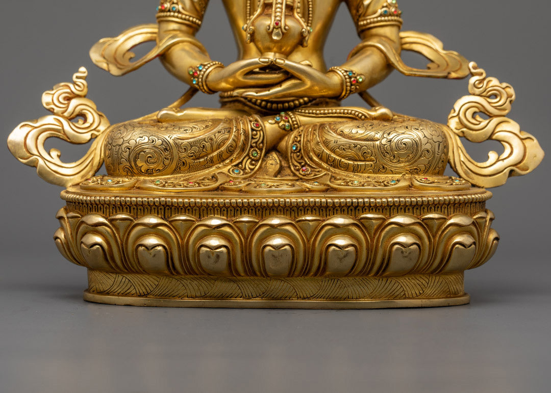 Amitayus, The Buddha of Long Life | Gold Gilded Copper Statue