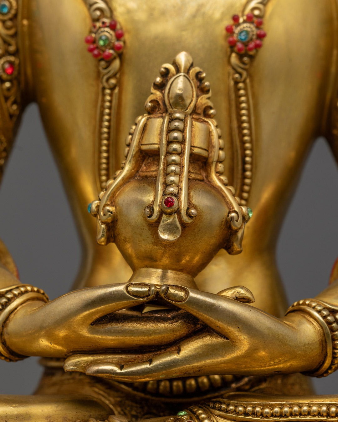 Amitayus, The Buddha of Long Life | Gold Gilded Copper Statue