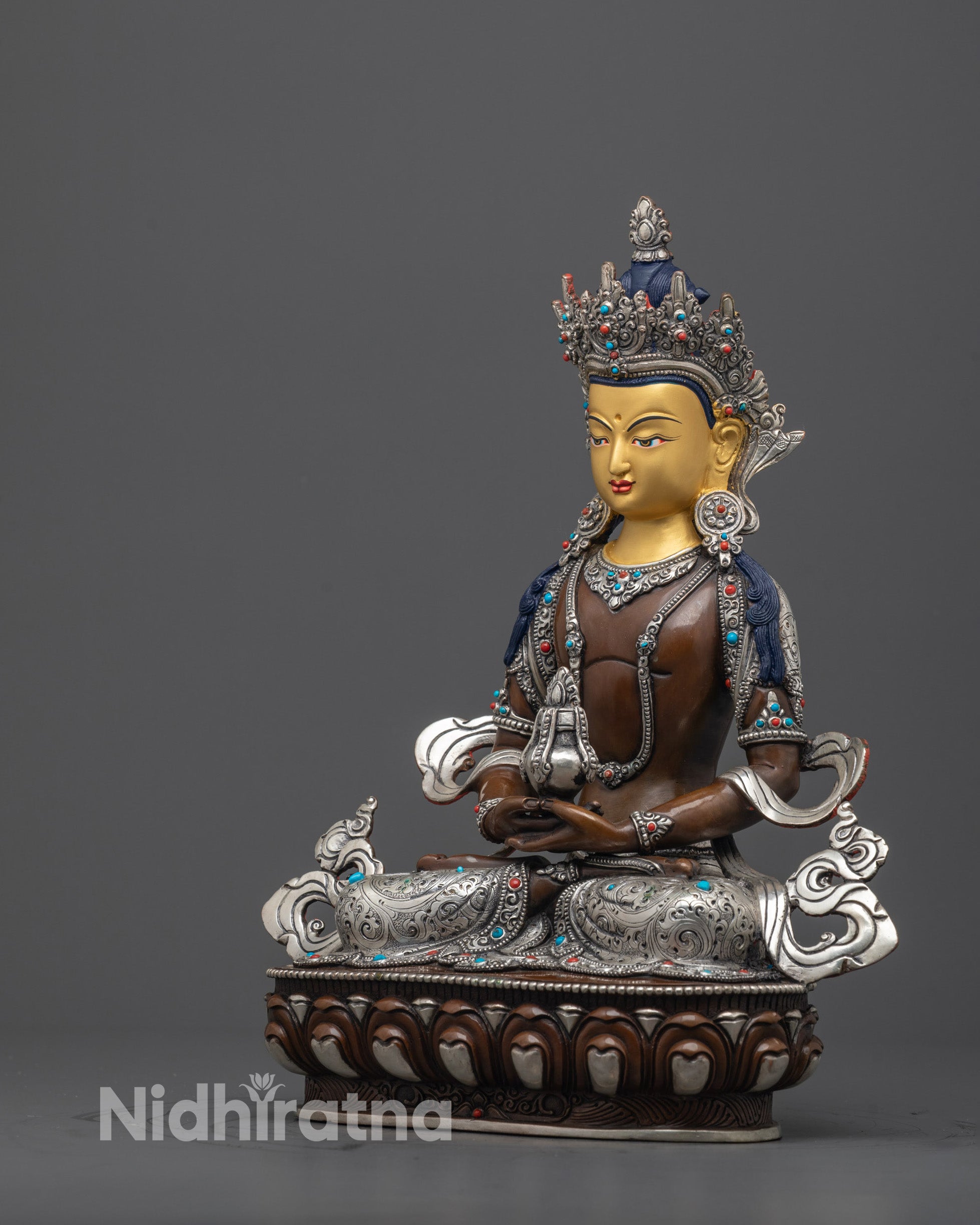 Nepalese Amitayus Statue | Master Artisan Carved Longevity Buddha