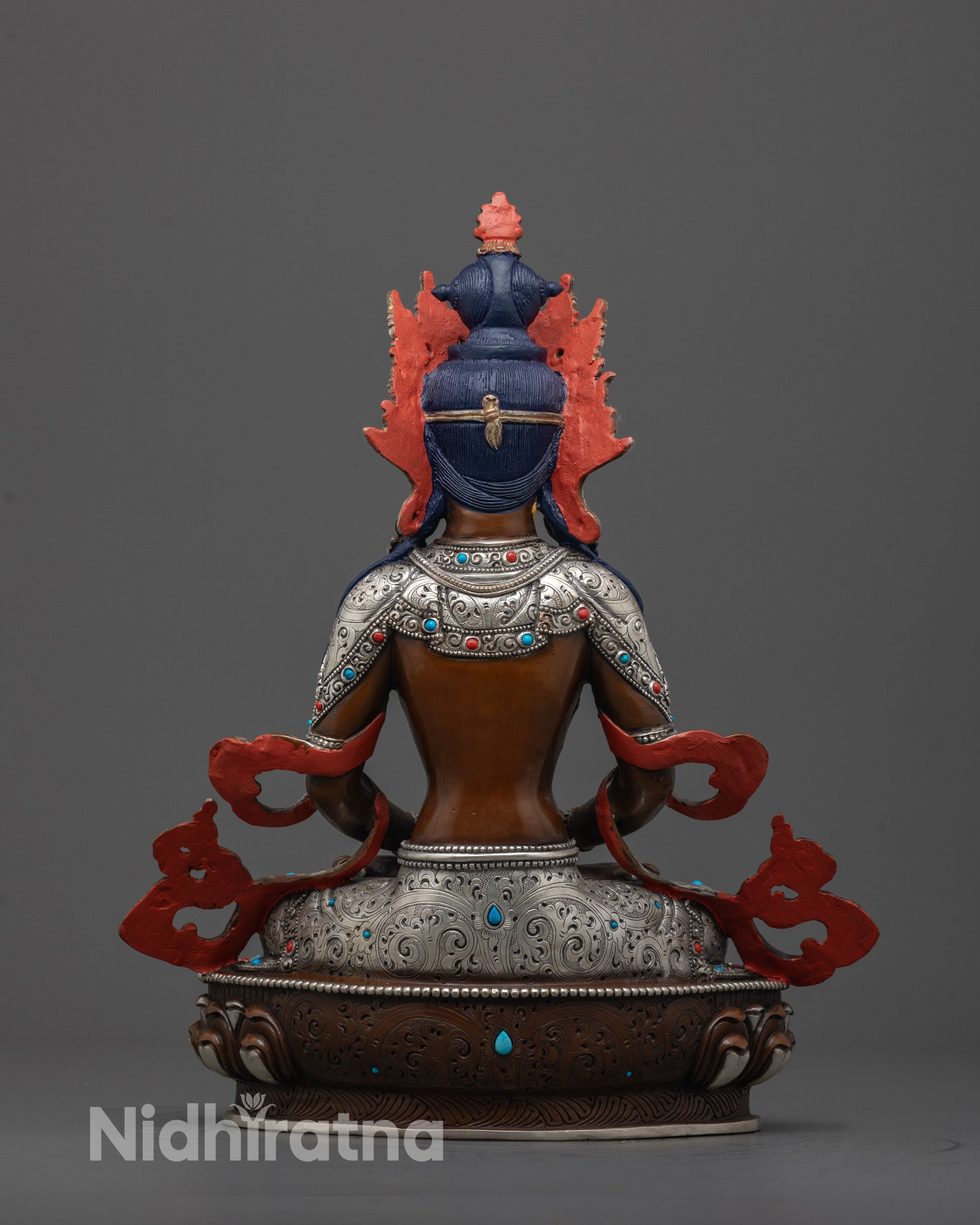 Nepalese Amitayus Statue | Master Artisan Carved Longevity Buddha