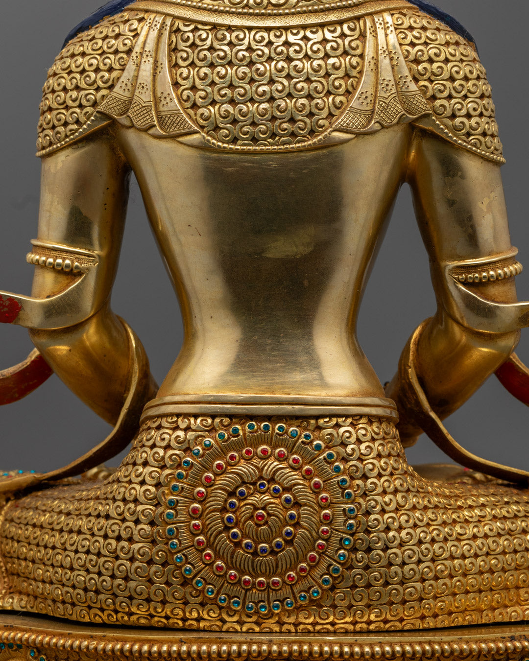 Nepalese Amitayus Statue | Gold Gilded Copper Buddhist Art