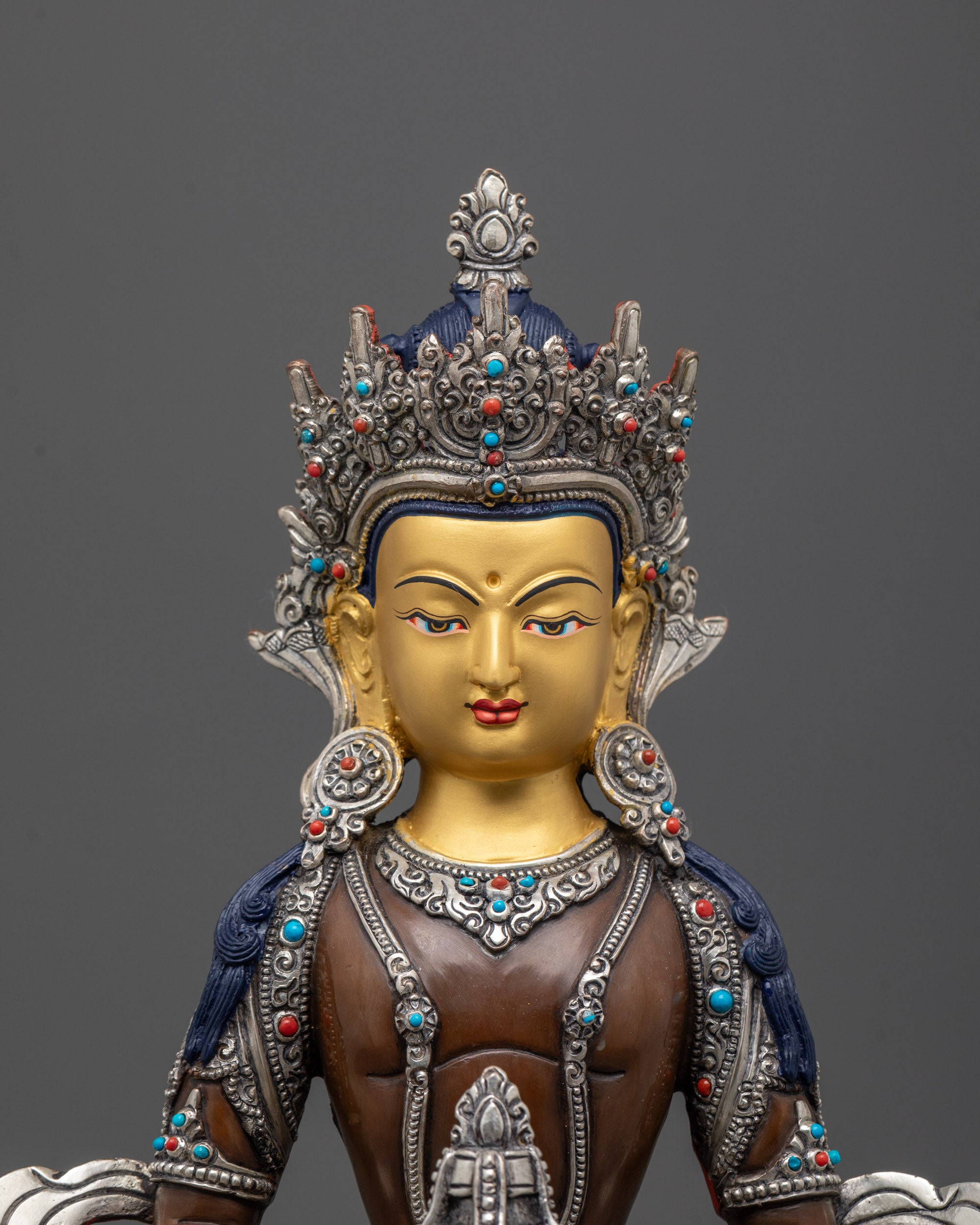 Nepalese Amitayus Statue | Master Artisan Carved Longevity Buddha