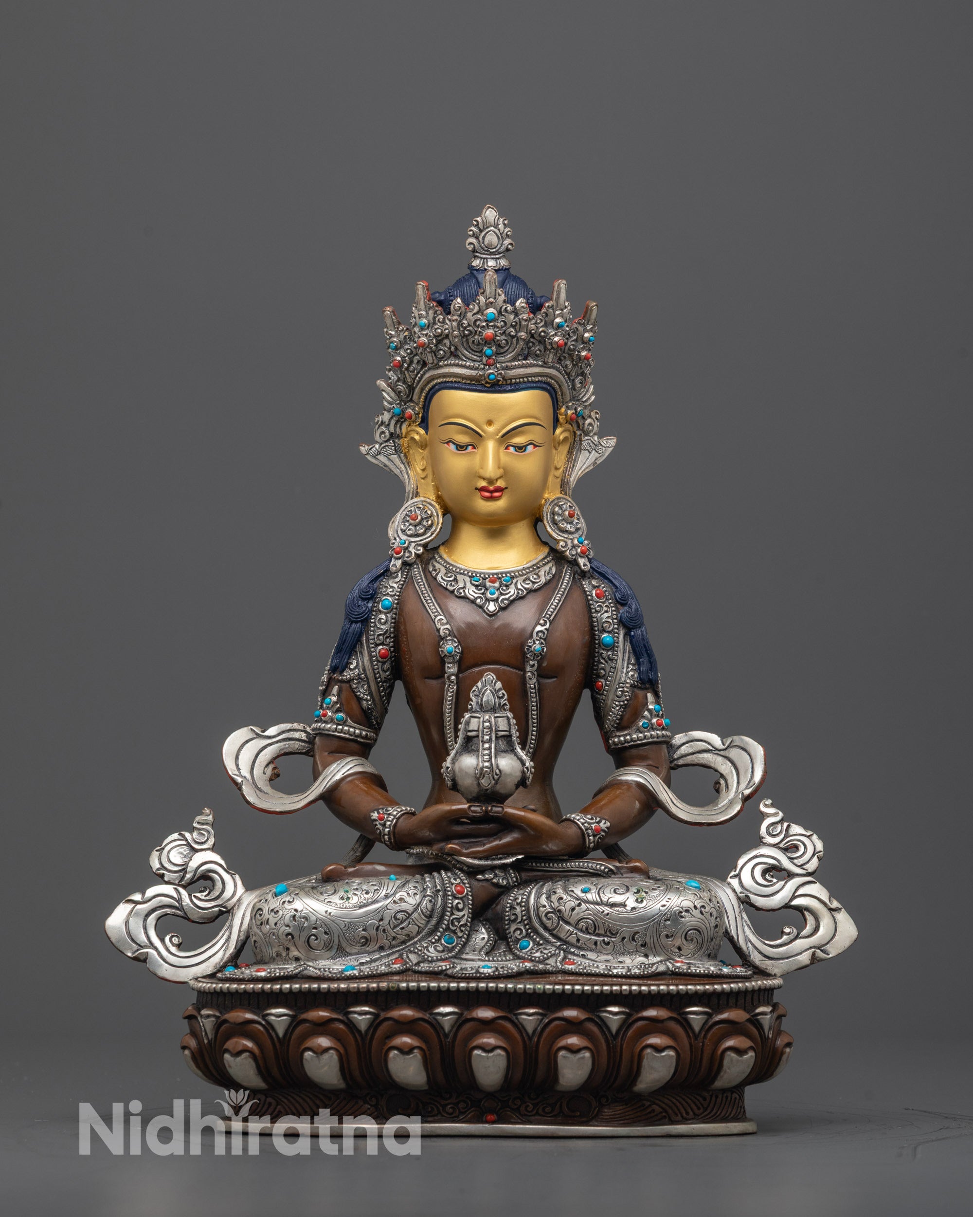 Nepalese Amitayus Statue | Master Artisan Carved Longevity Buddha