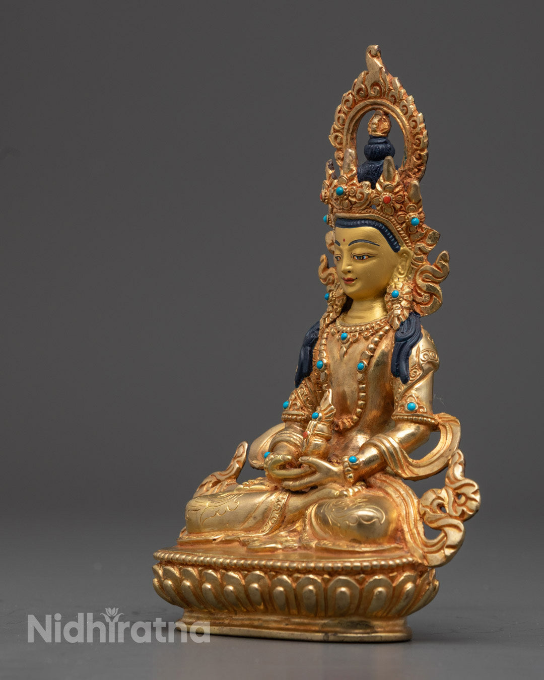 Amitayus, The Buddha of Long Life | Gold Gilded Copper Statue