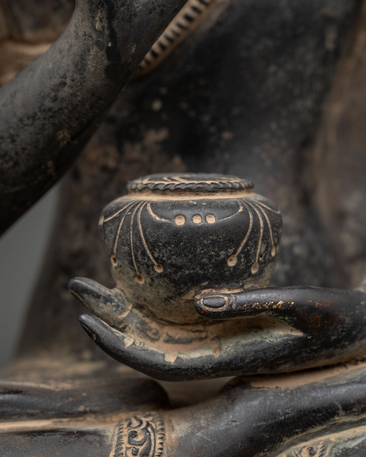 Antique-Finish Amoghasiddhi Buddha Statue | Traditional Buddhist Art