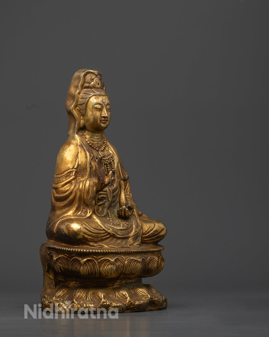 Kuan Yin Statue in Antique Finish | Quan Yin Statue Feng Shui