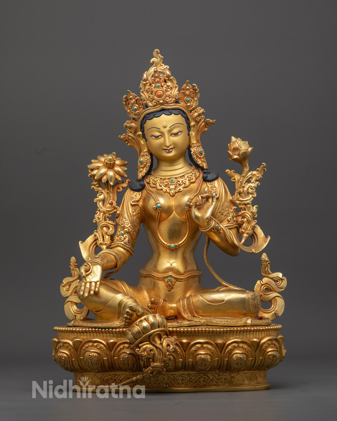 Authentic Green Tara Statue | Artisan-Made in Patan