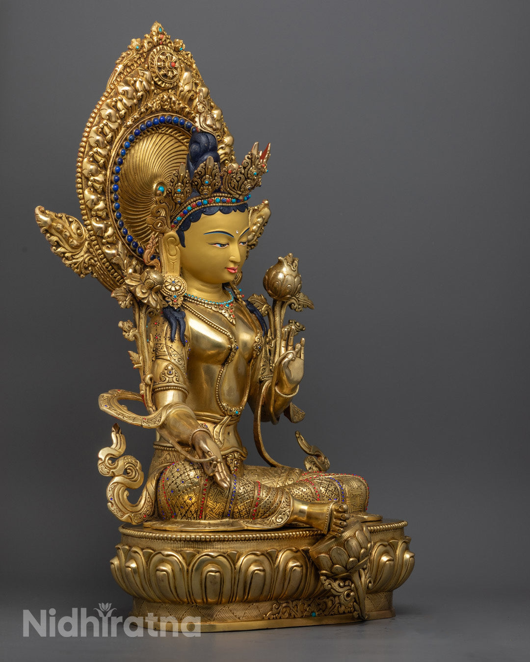 Authentic Green Tara Statue from Nepal | Buddhist Icon of Compassion and Action